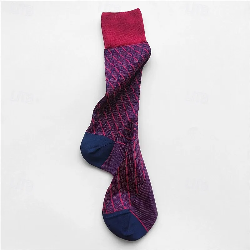 1 Pair Socks Yellow Red Color Plaid