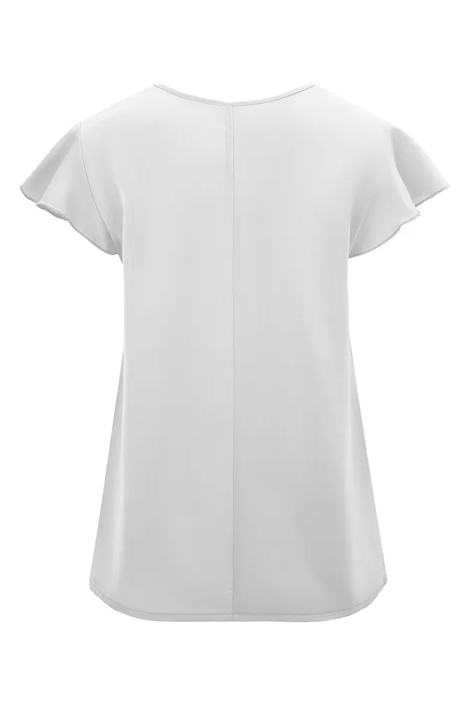 V Neck Ruffles Blouse