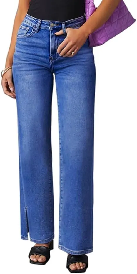 Straight Cut High Waist Denim Jeans