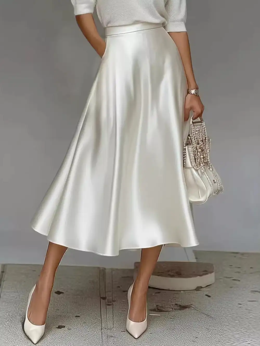 Everyday Satin Midi Skirt
