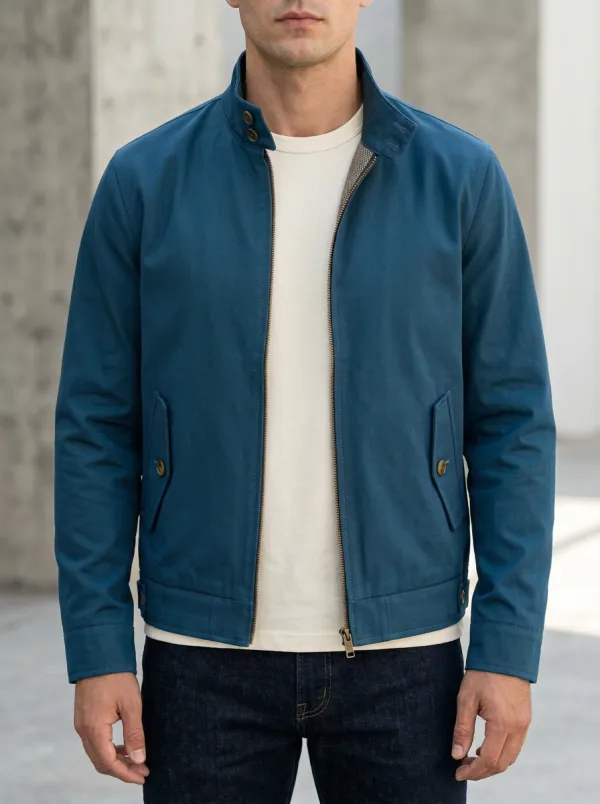 Stand Collar Zip Denim Jacket