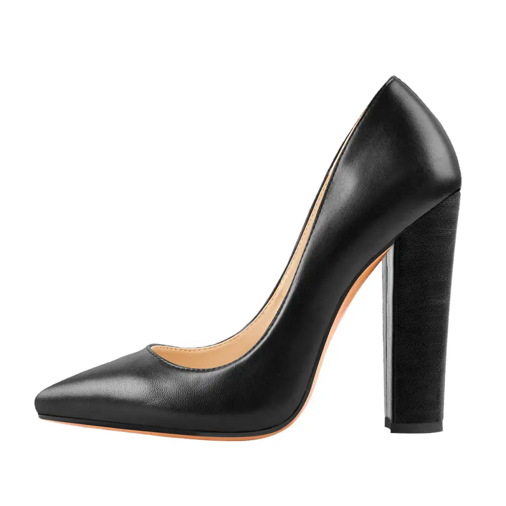 Pointed Toe Chunky Heel Pumps