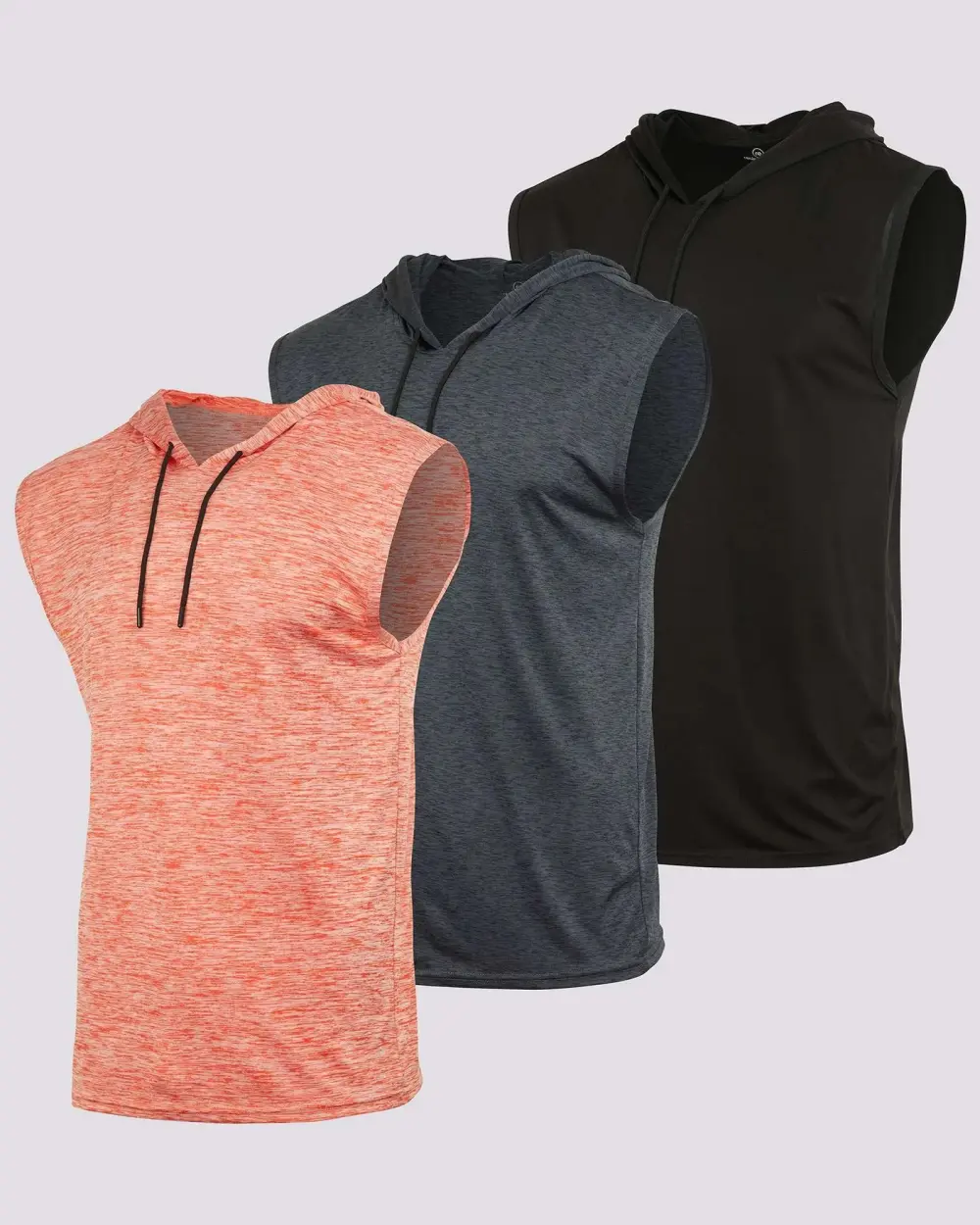 Men's Dry-Fit Active Hooded Tank Top Workout Drawstring Top (Available in Big & Tall)