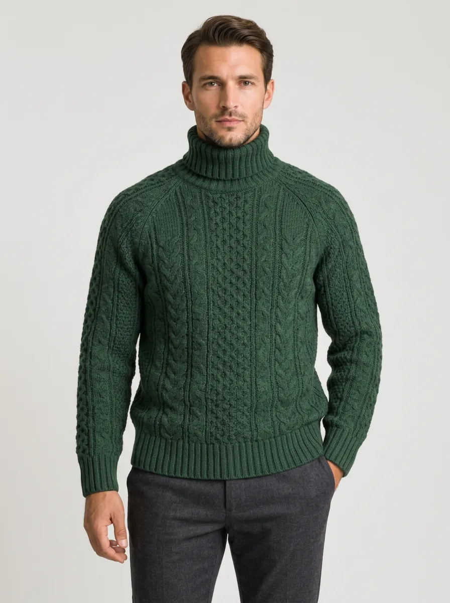 Men's Core Layer Cable Knit Turtleneck Sweater