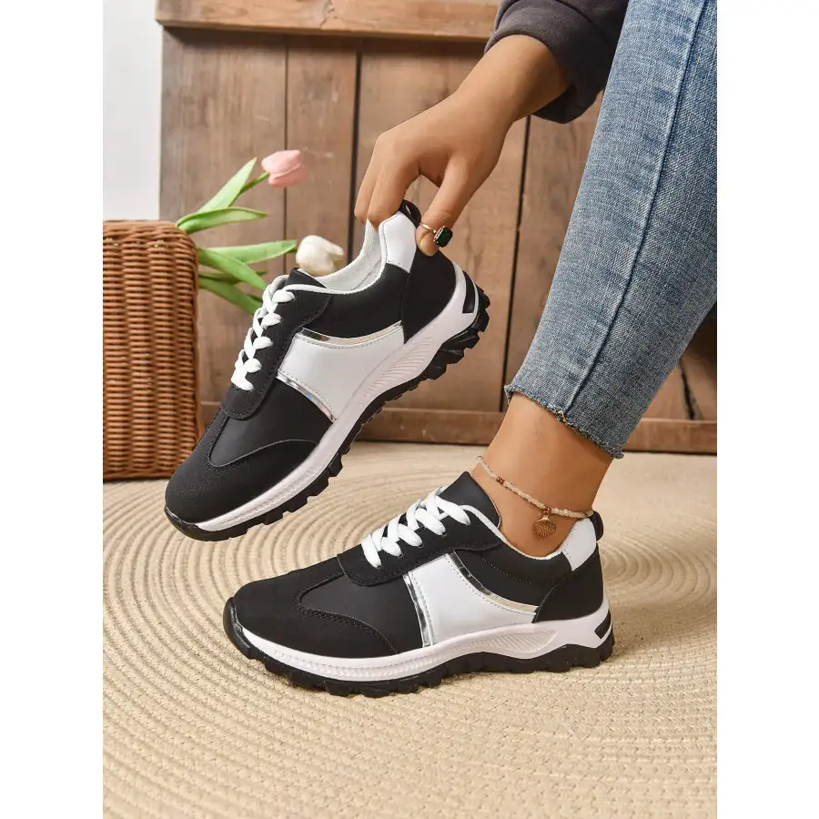 Contrast Lace Up Sneakers Shoes