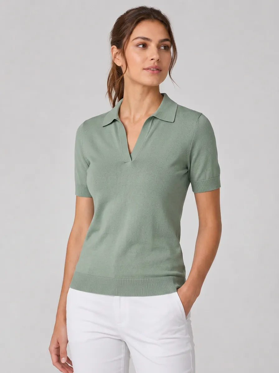 Women's Equestrian Lover Horse Printed V-neck polo shirt