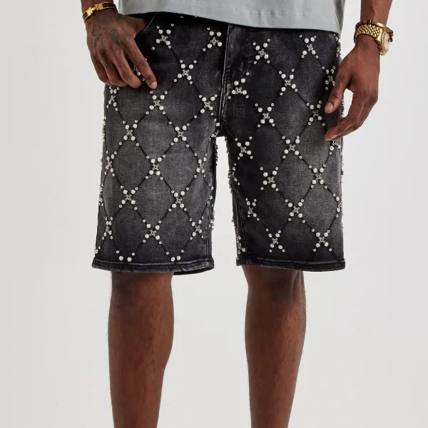 Pearl Cluster Denim Shorts