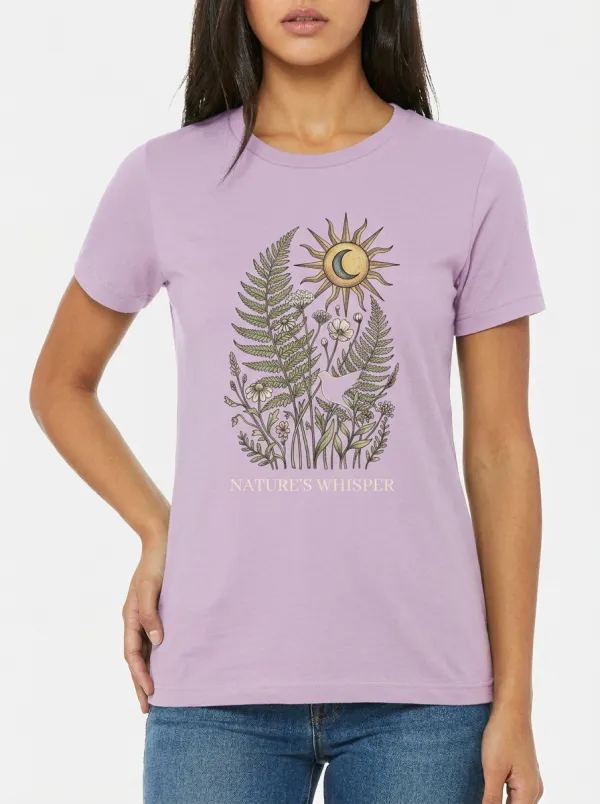 Women's Nature Sun Moon Fern Floral Graphic T-Shirt