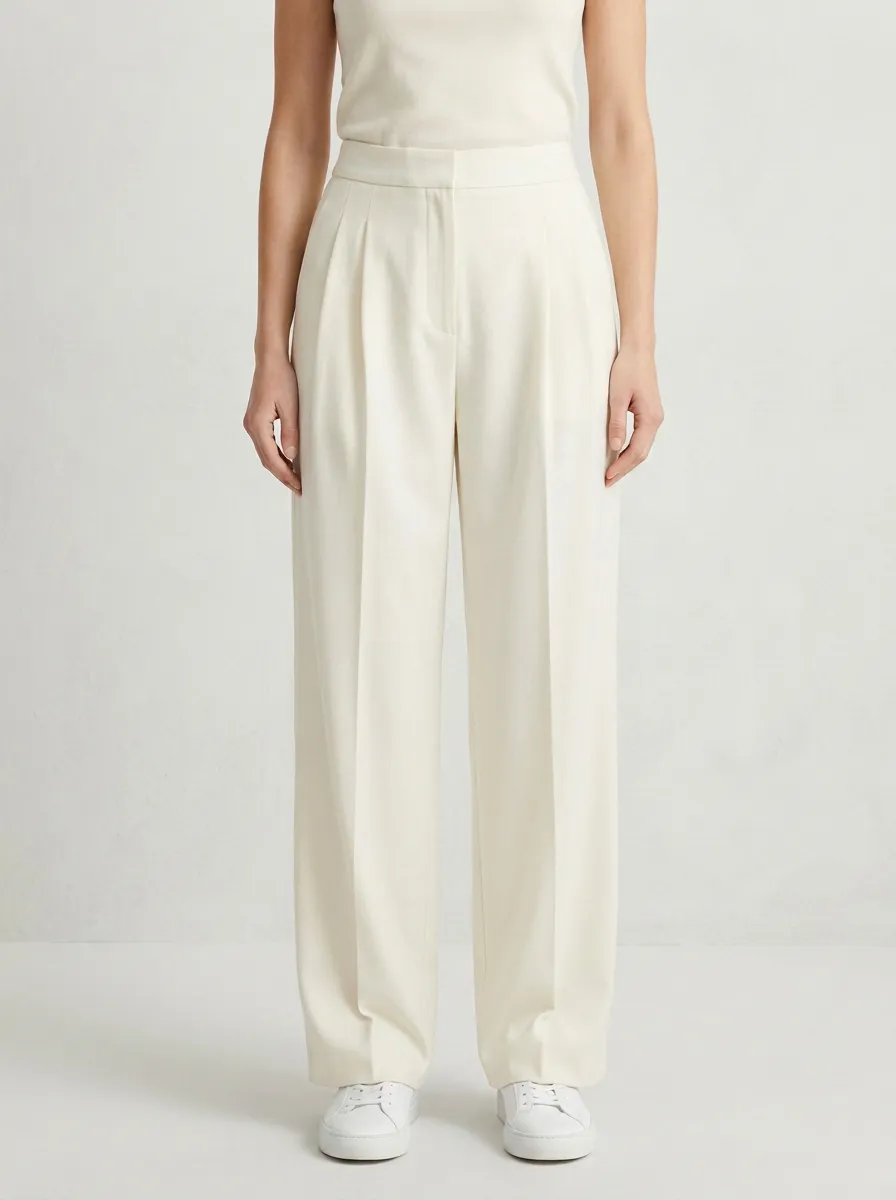 Minimal Contour Pleated Wide-Leg Trousers