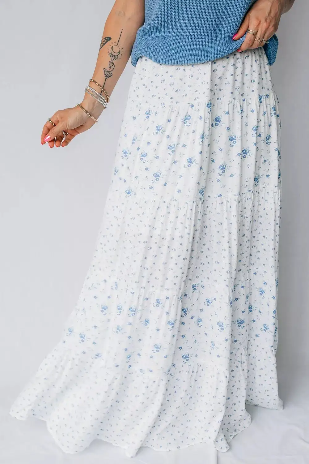 Flexible Draped Printed Skirt