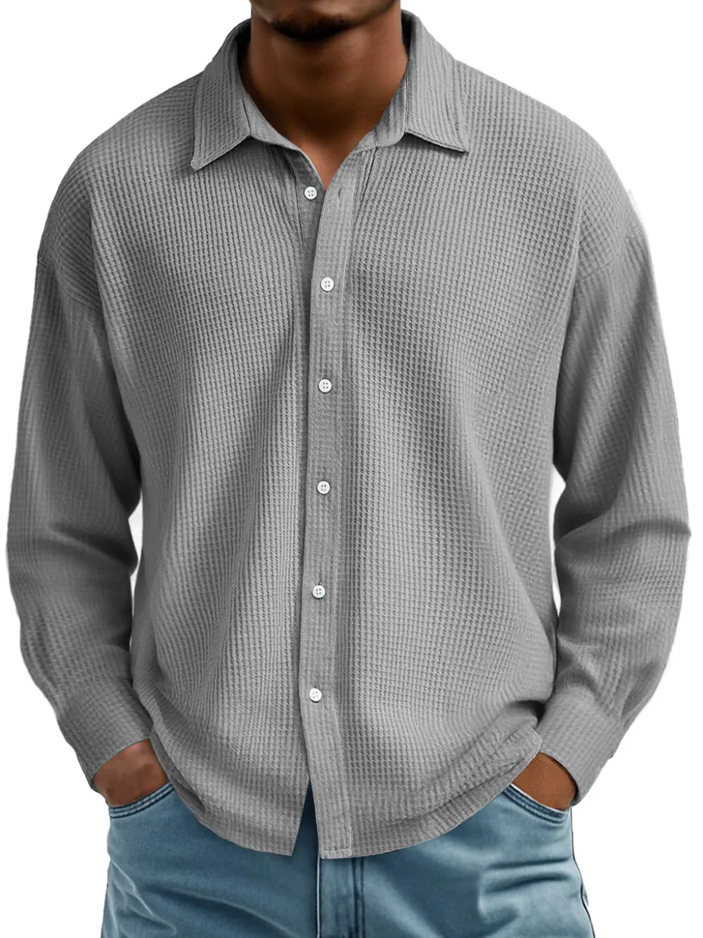 Textured Knit Camp Collar Shirt