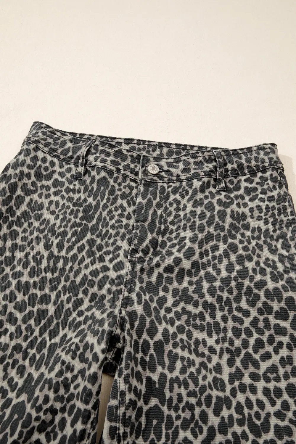 Women's Leopard Print Wide Leg High Waist Jeans