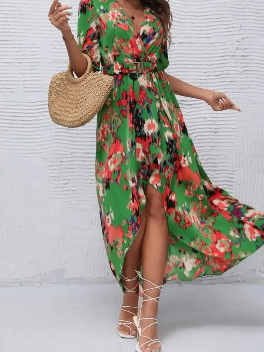 Surplice Neck Maxi Dress
