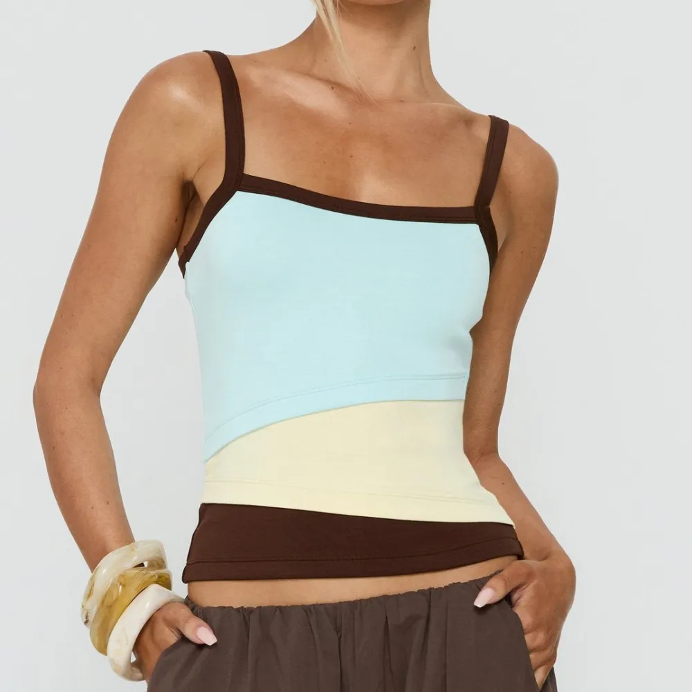 Square Neck Spliced Tank Top