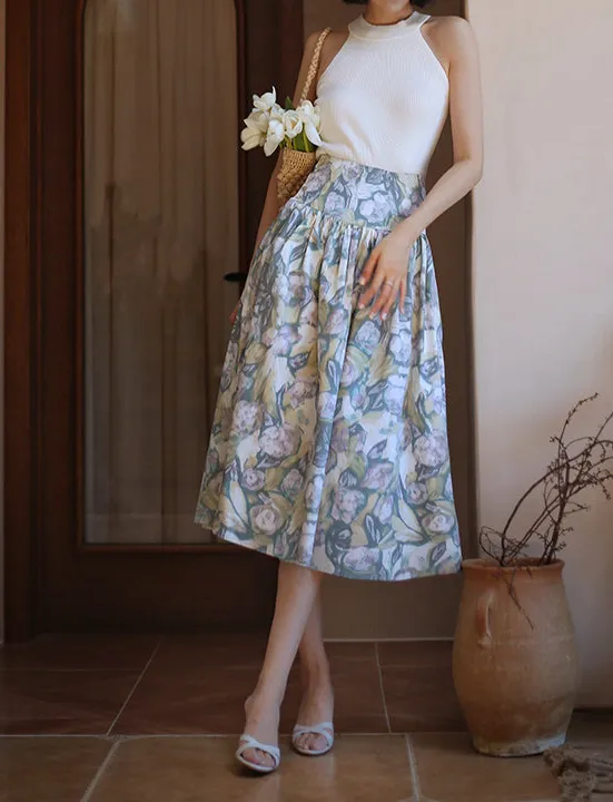 Artful Clean Everyday Casual Floral Skirt