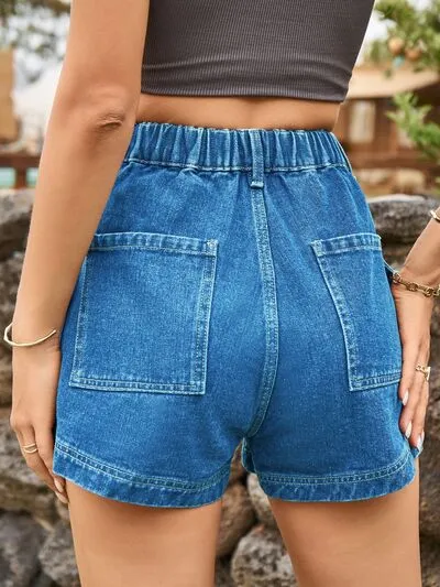Classic High Waist Denim Shorts with Pockets