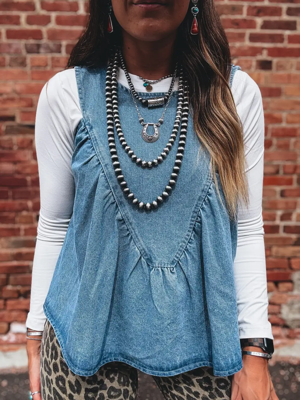 Relaxed Denim Layered Tank Top