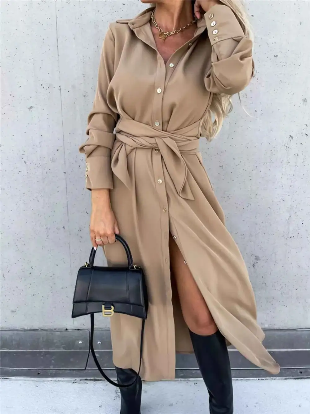 Plus Size Button Front Shirt Dress