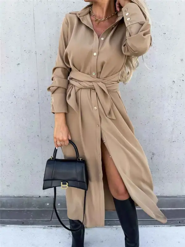 Plus Size Button Front Shirt Dress