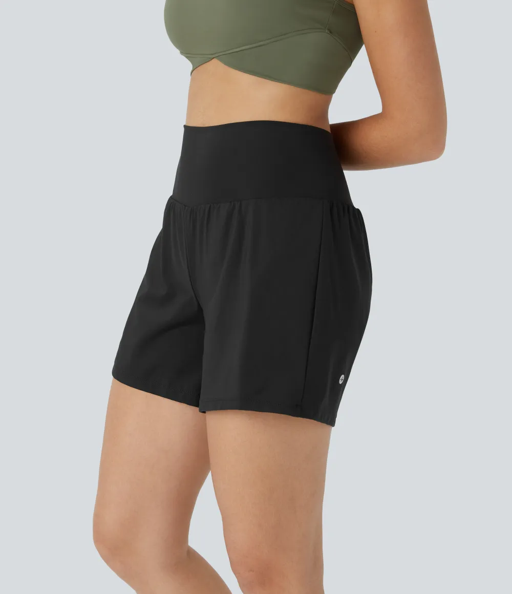 2026🔥 UK Super High Waisted Back Pocket & Side Hidden Pocket 2-in-1 Yoga Shorts
