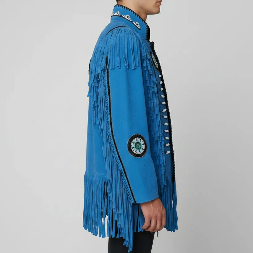 Suede Western Fringe Stand Collar Jacket