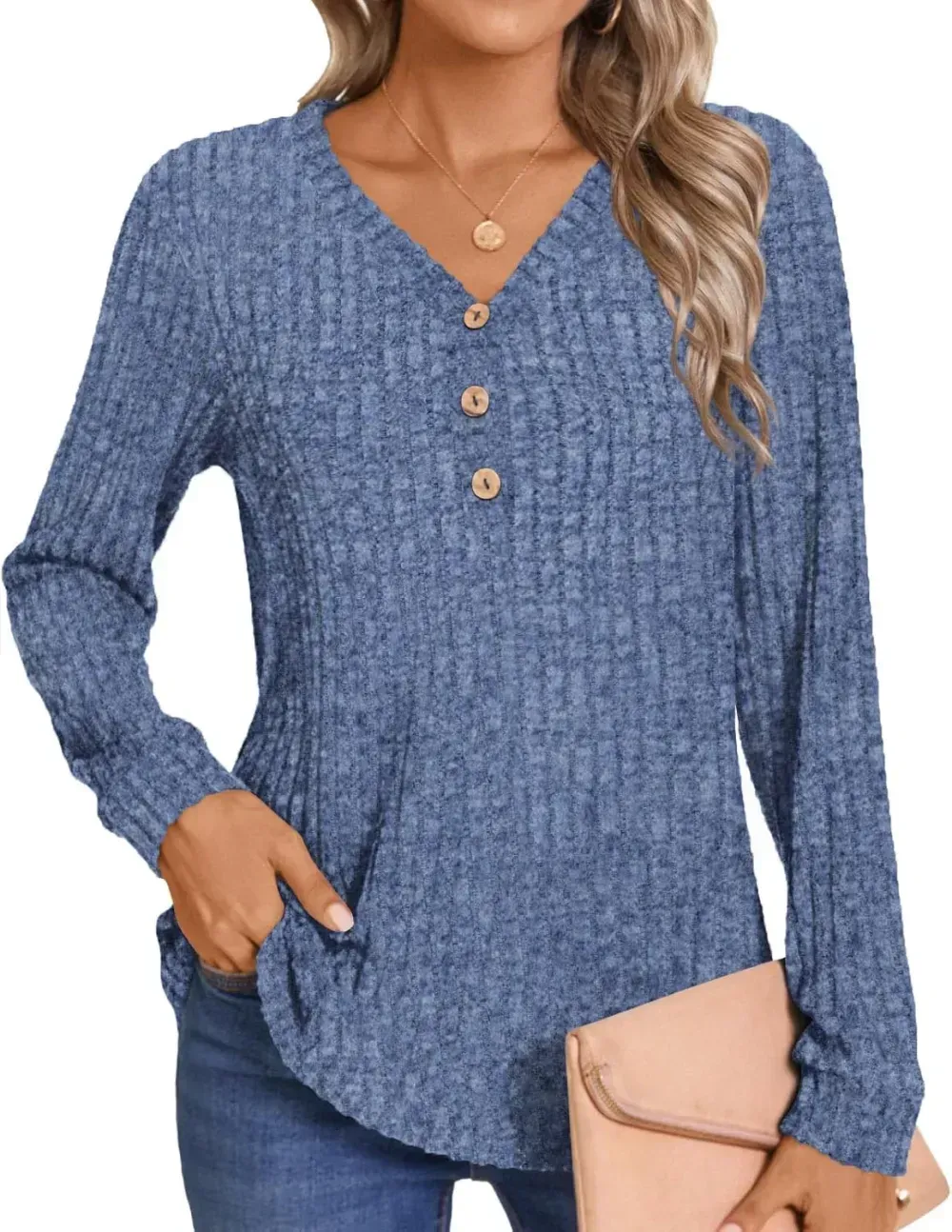 HOTGIFT Womens 2024 Fall Winter Tunic Tops Long Sleeve Casual T-Shirts Soft Comfy Stripe Blouse Lightweight