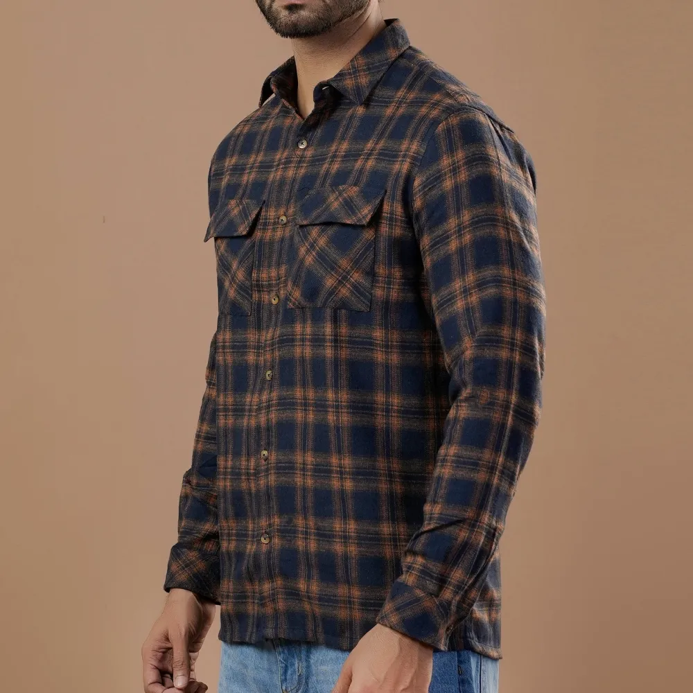 Men's Chambray Checked Casual Shirt