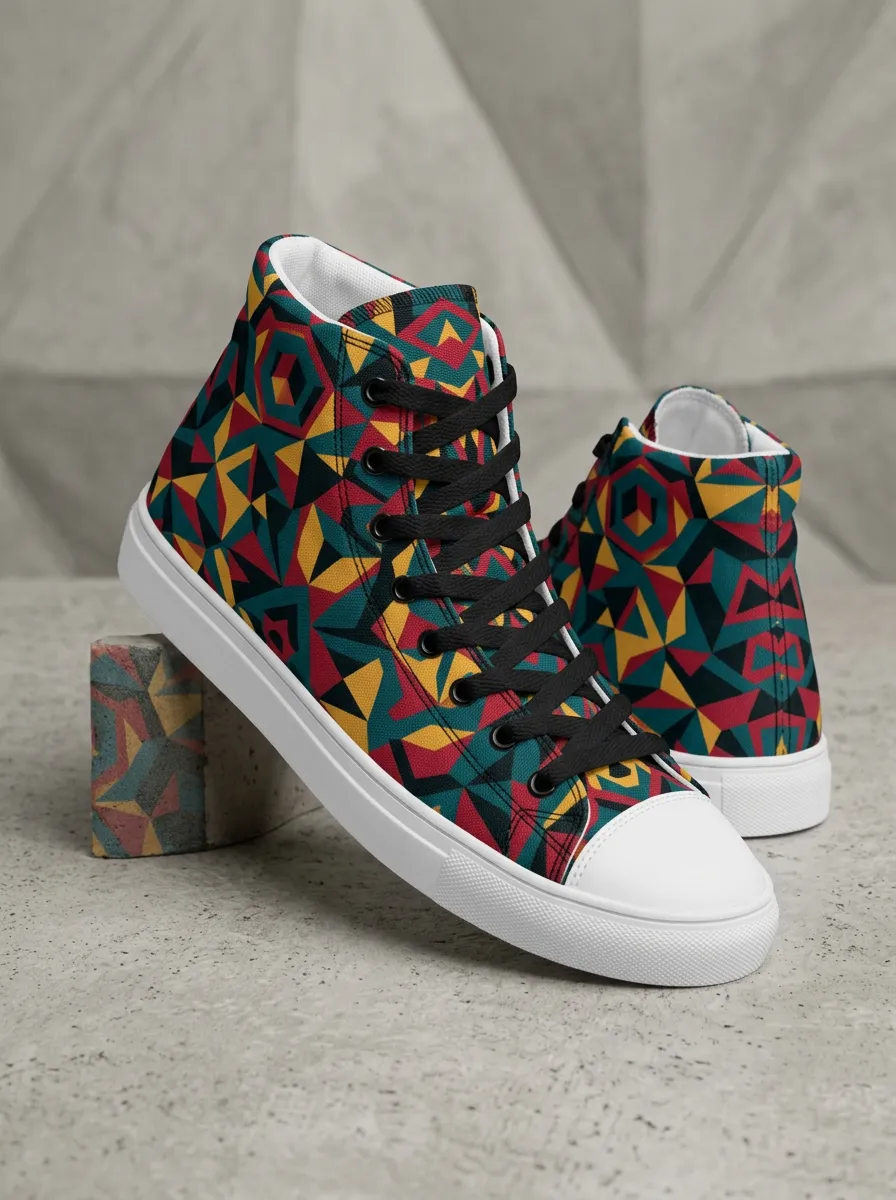 Classic Geometric Pattern Colorful Printed Canvas Shoes