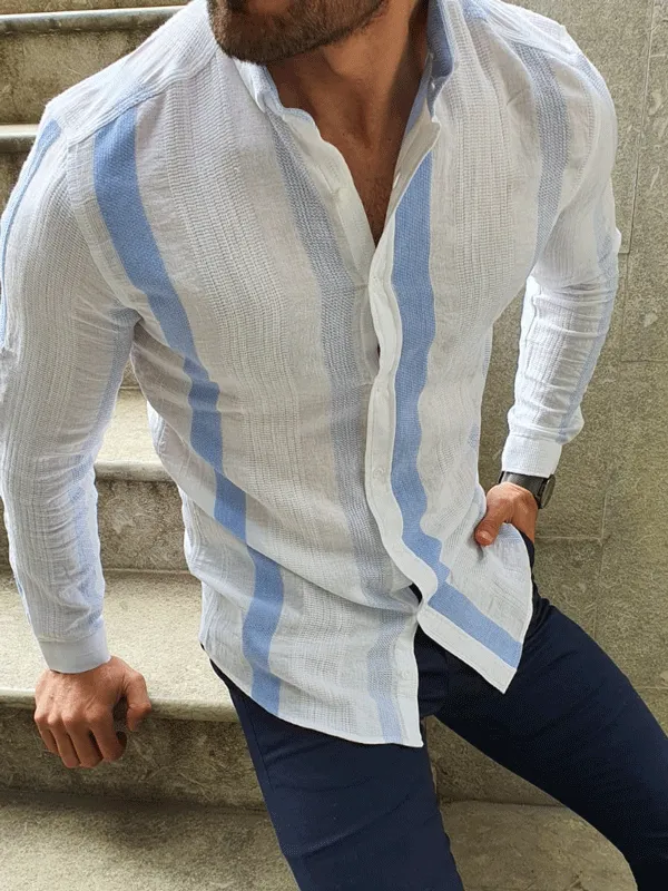 Distinctive Slim Fit Striped Cotton Casual Shirt
