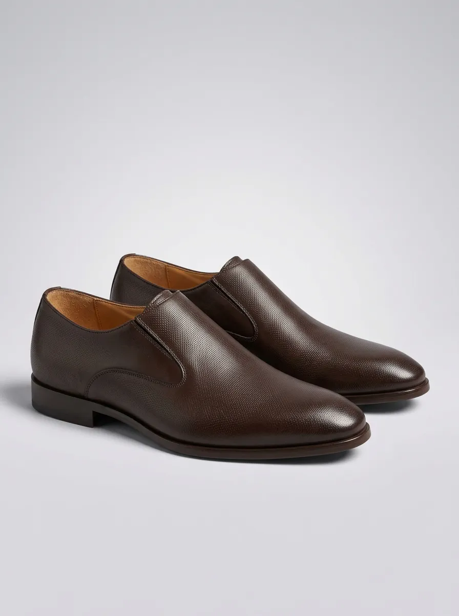 Men's Business Casual Textured Slip-On Leather Shoes