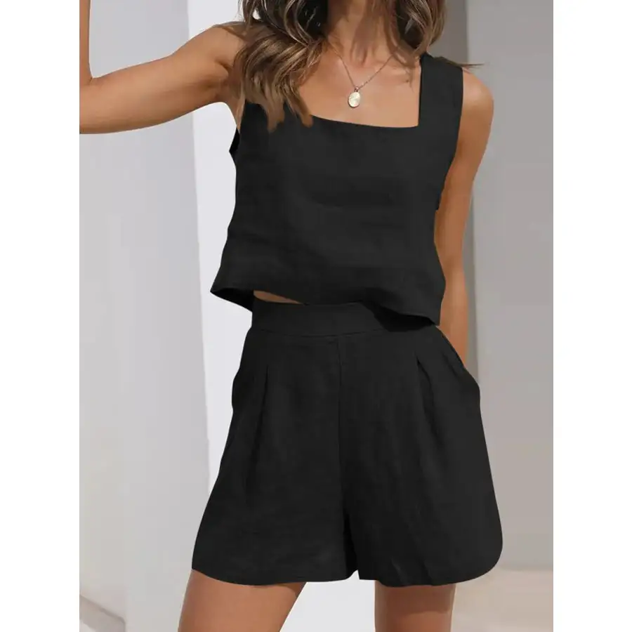 Square Neck Tank and Shorts Set