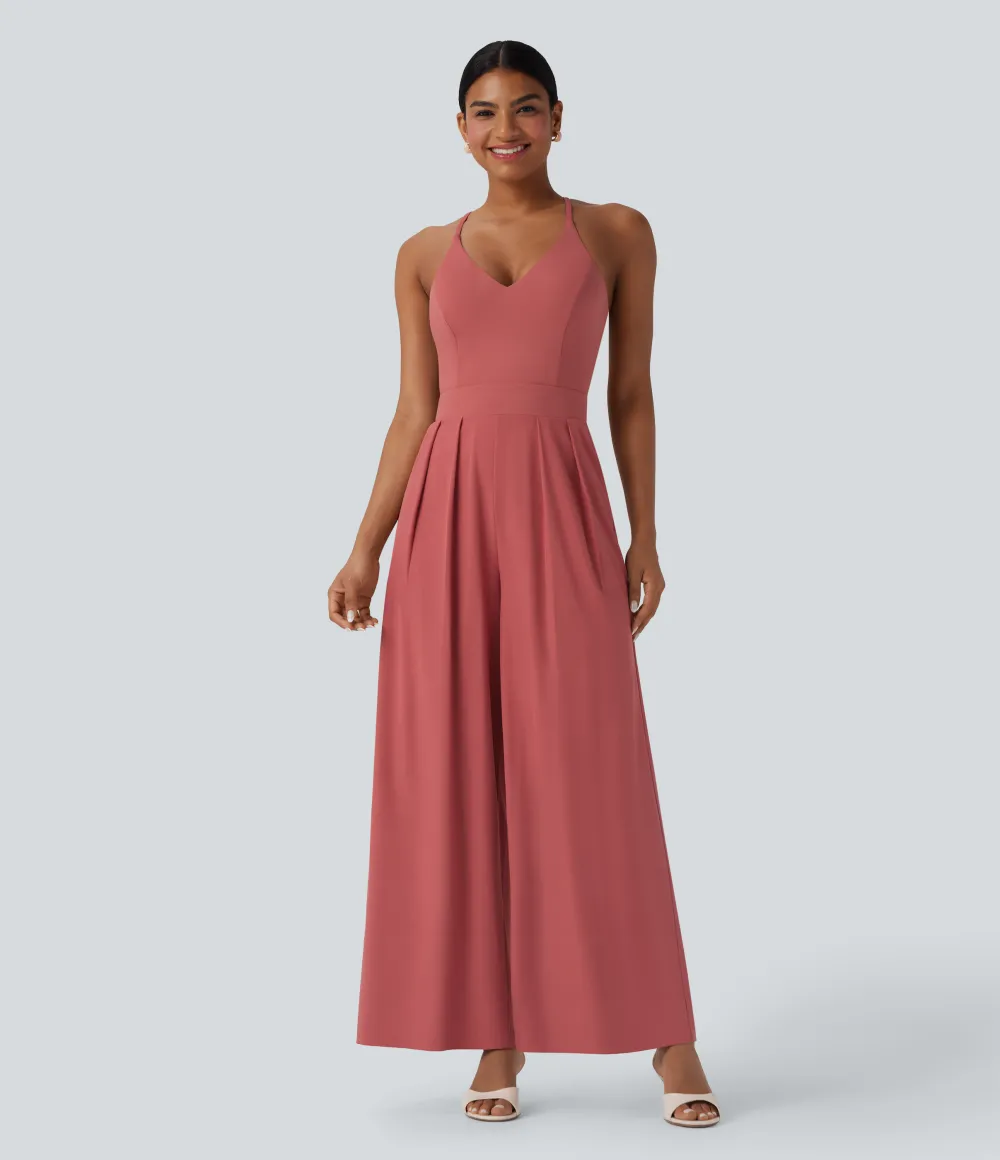 Breezeful Wide Leg Quick Dry Casual Slip Jumpsuit with Pockets-Easy Peezy Edition