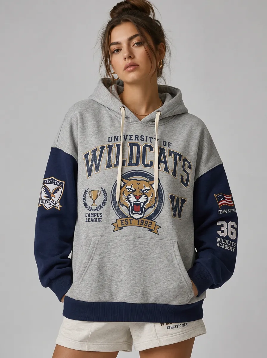 Women's University Wildcats Tiger Graphic Printed Hoodie
