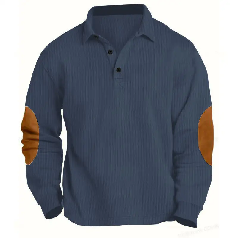 Contemporary Button Placket Long Sleeve Polo Shirt
