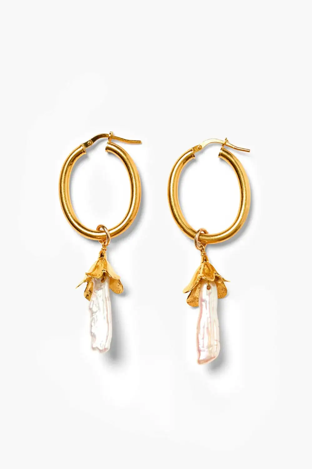 Sculpted Pearl Hoop Earrings