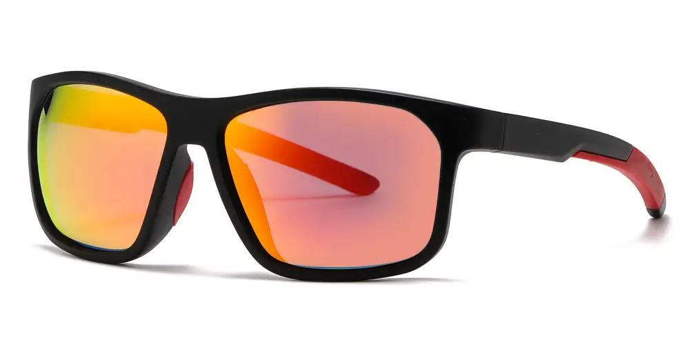Classic Sport With Color Mirror Lens Plastic Sunglasses