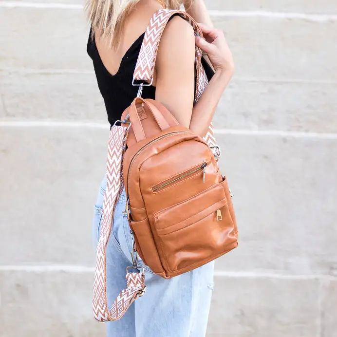 PU Leather Convertible Backpack Sling Bag