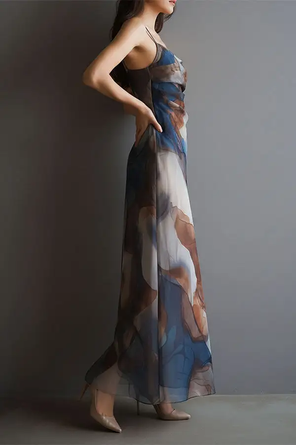 Clean Lined Coordinating Top And Flowing Maxi Skirt