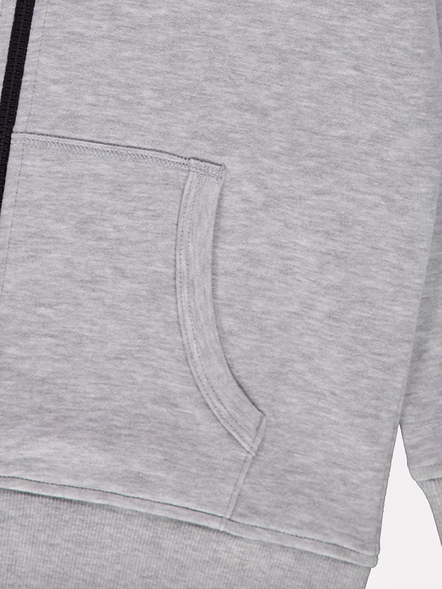 Light Grey Zip Front Hoodie detail 1