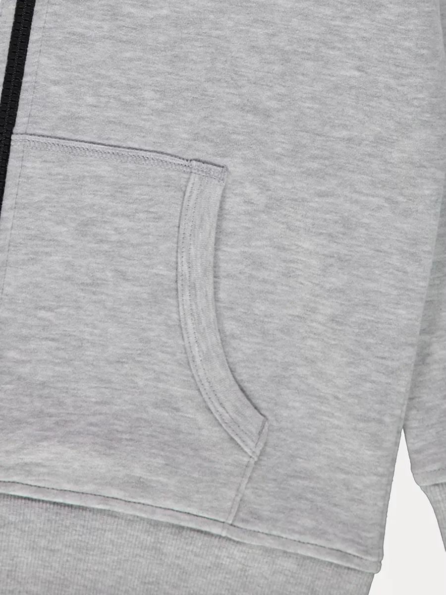 Light Grey Zip Front Hoodie