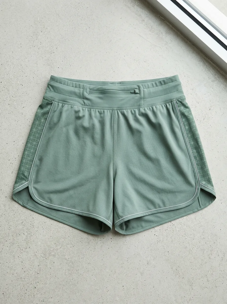 Women's Athletic Sage Green Geometric Pattern Printed Shorts