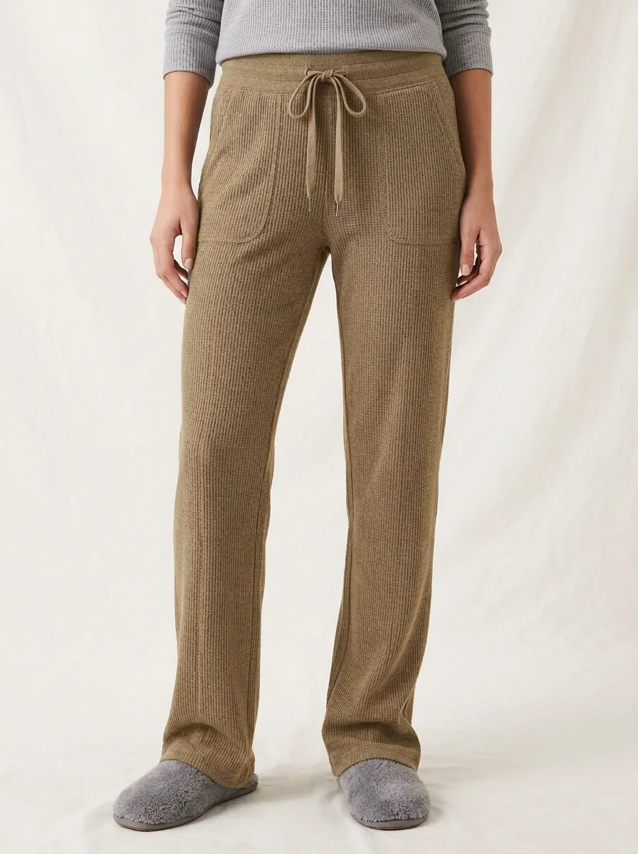 Women's Casual Loungewear Waffle Knit Drawstring Lounge Pants