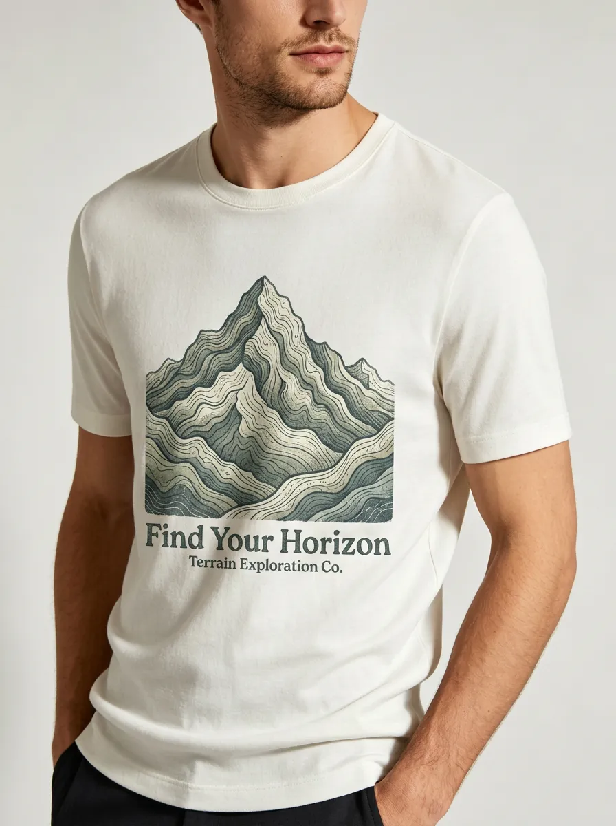 Men's Outdoor Adventure Mountain Find Your Horizon Printed T-shirt