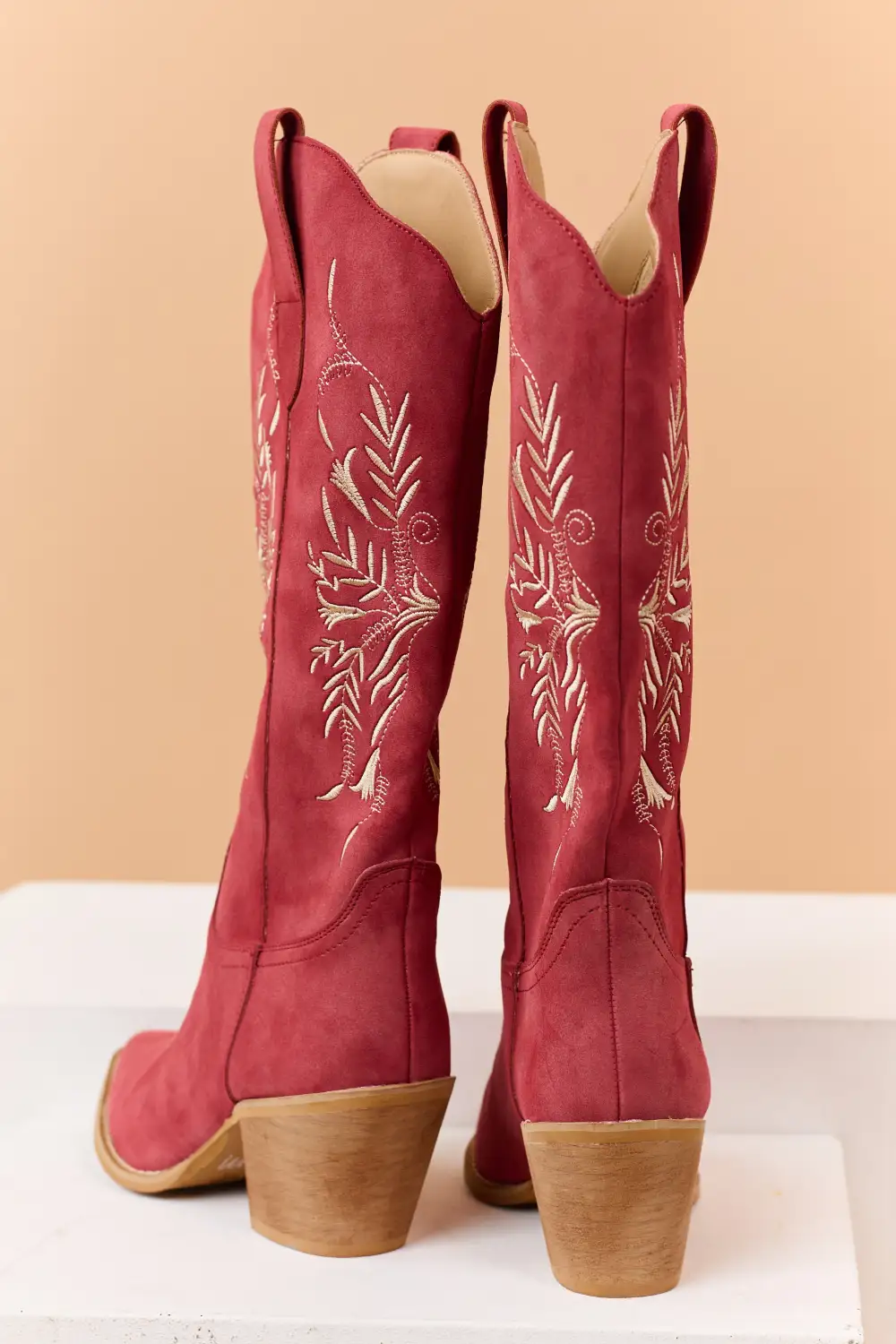 Ruby Faux Suede Floral Embroidered Western Boots