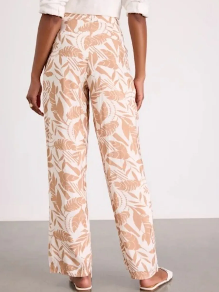 Tropical Print Wide Leg Pants
