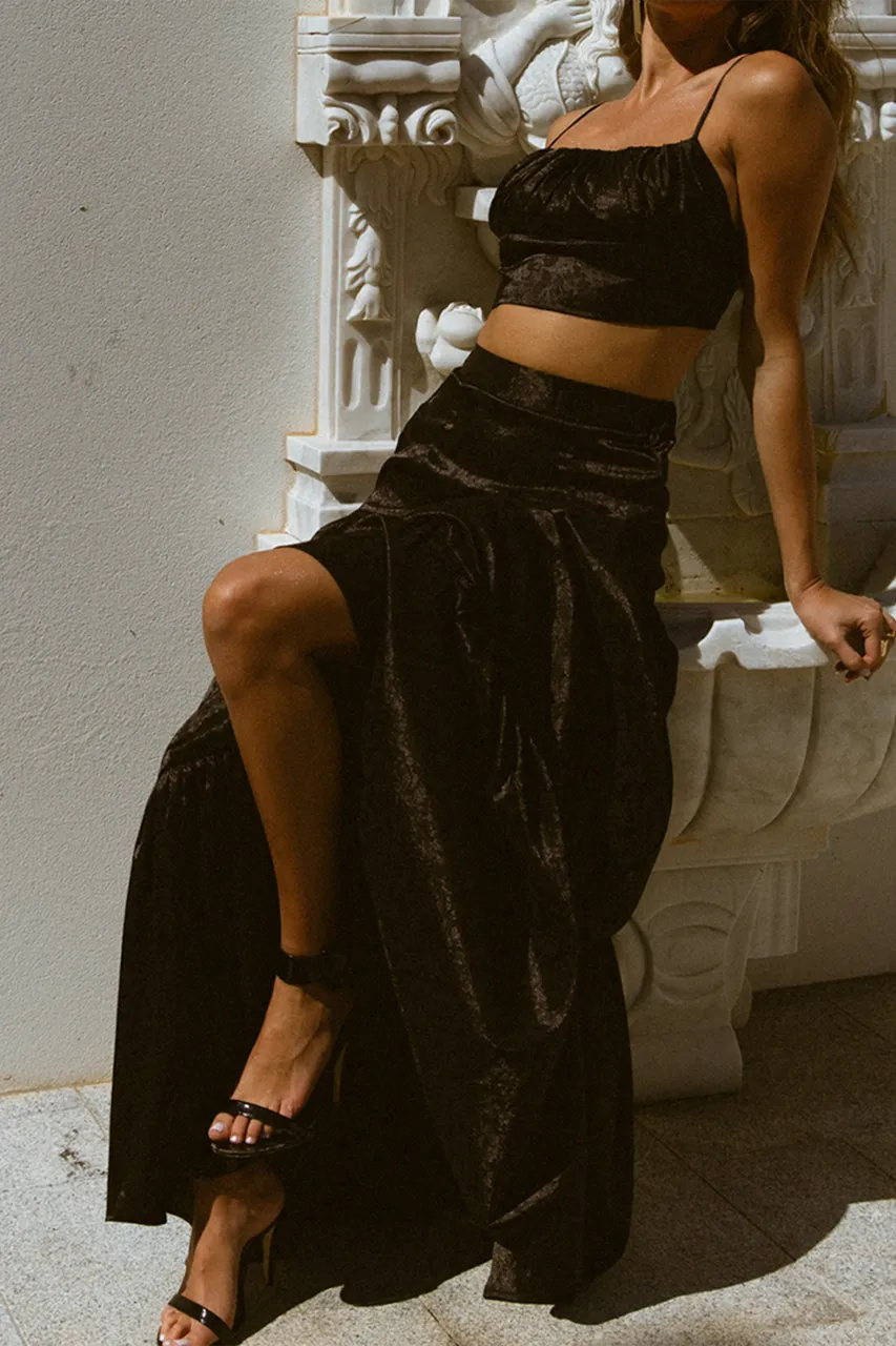 Strapless Satin Feel Cropped Bralette Top