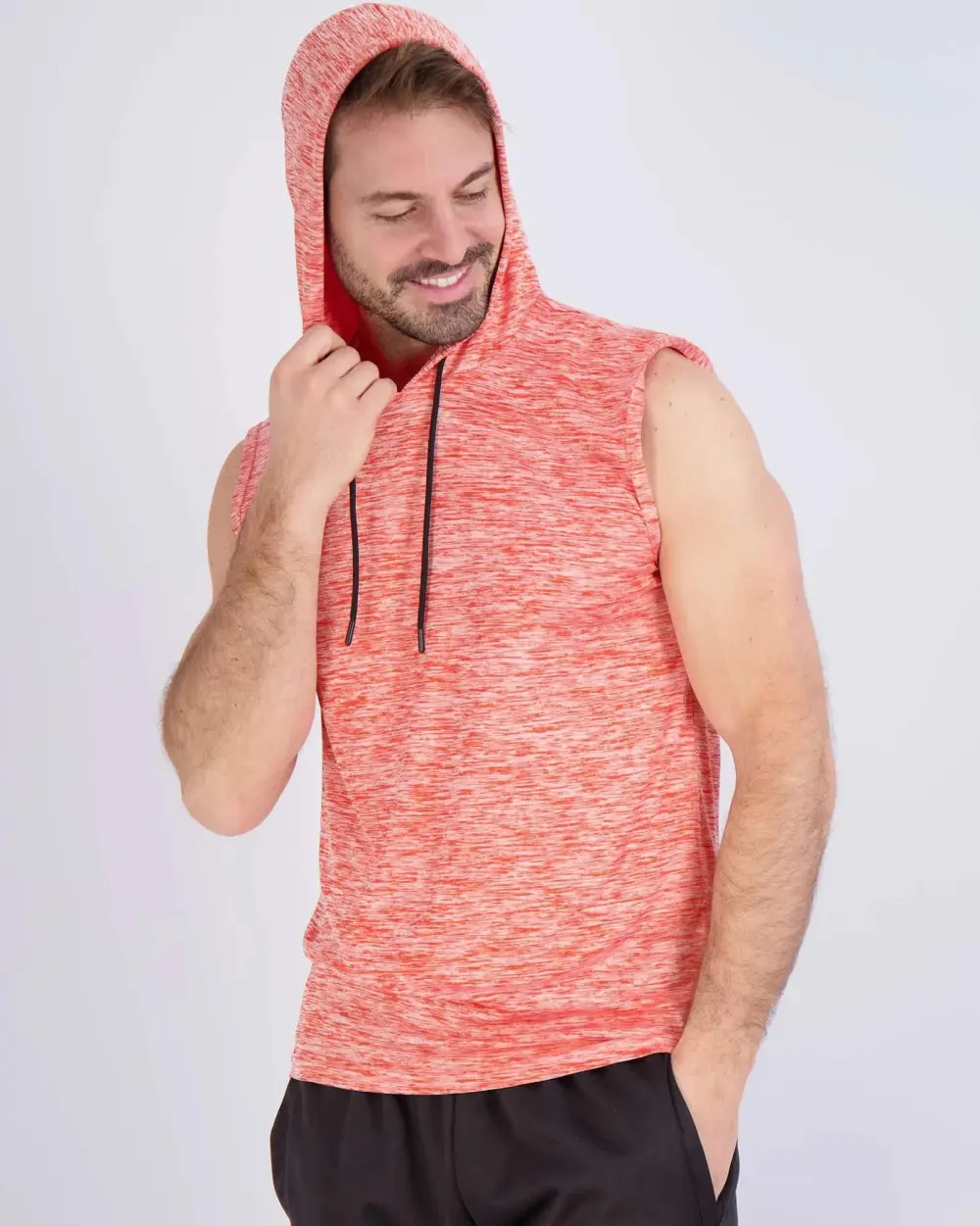 Men's Dry-Fit Active Hooded Tank Top Workout Drawstring Top (Available in Big & Tall)
