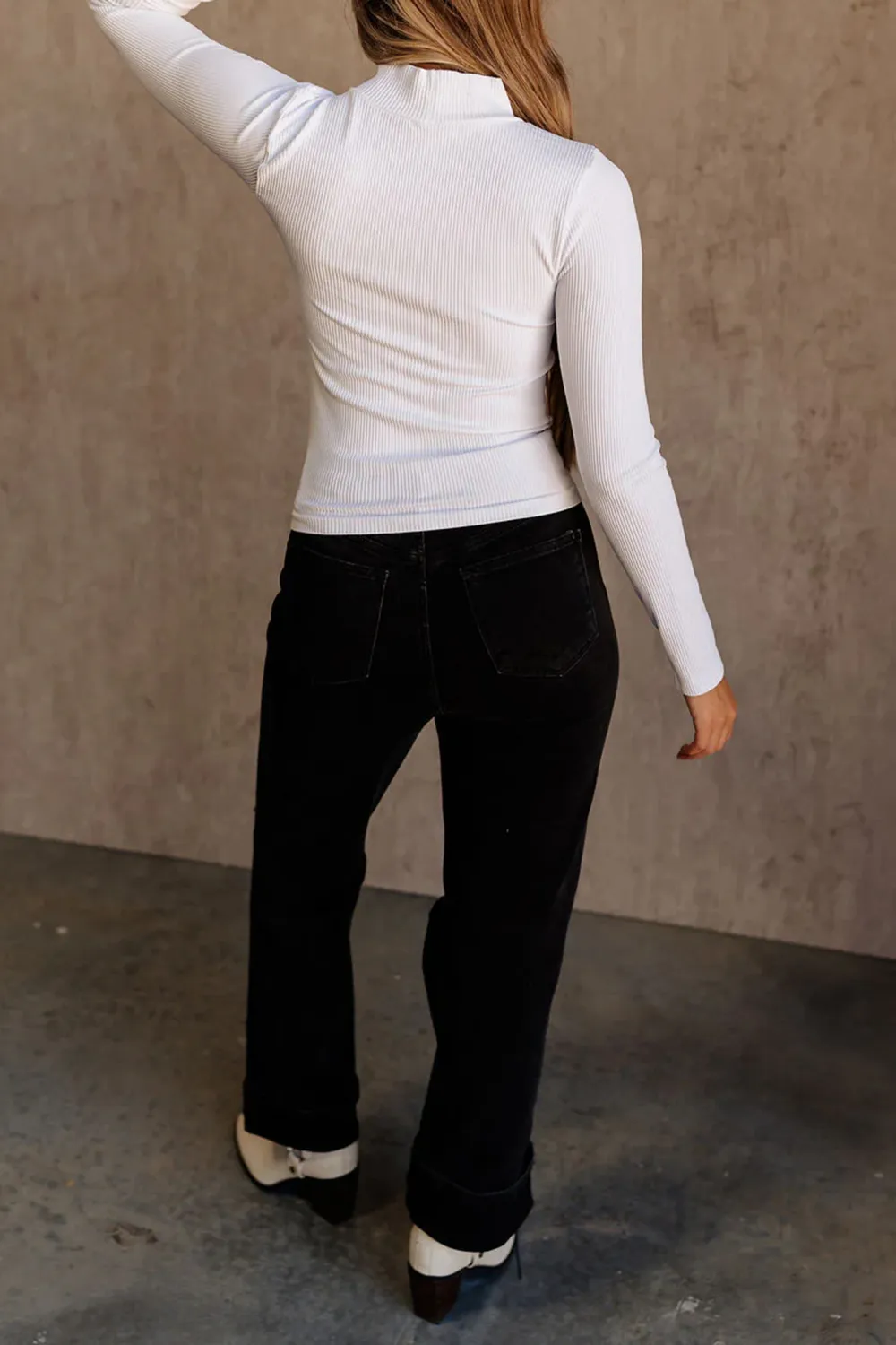 Ribbed Mock Neck T-Shirt