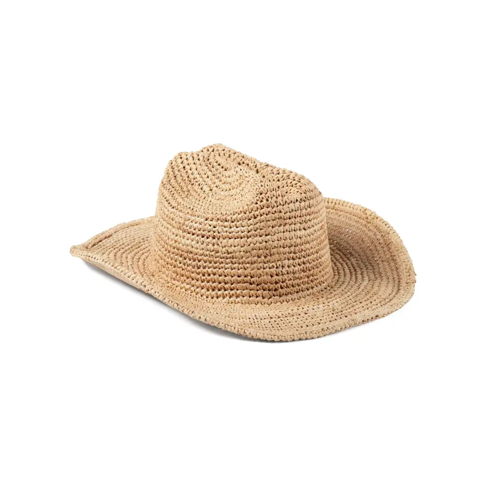 Crochet Raffia Cattleman Cowboy Hat