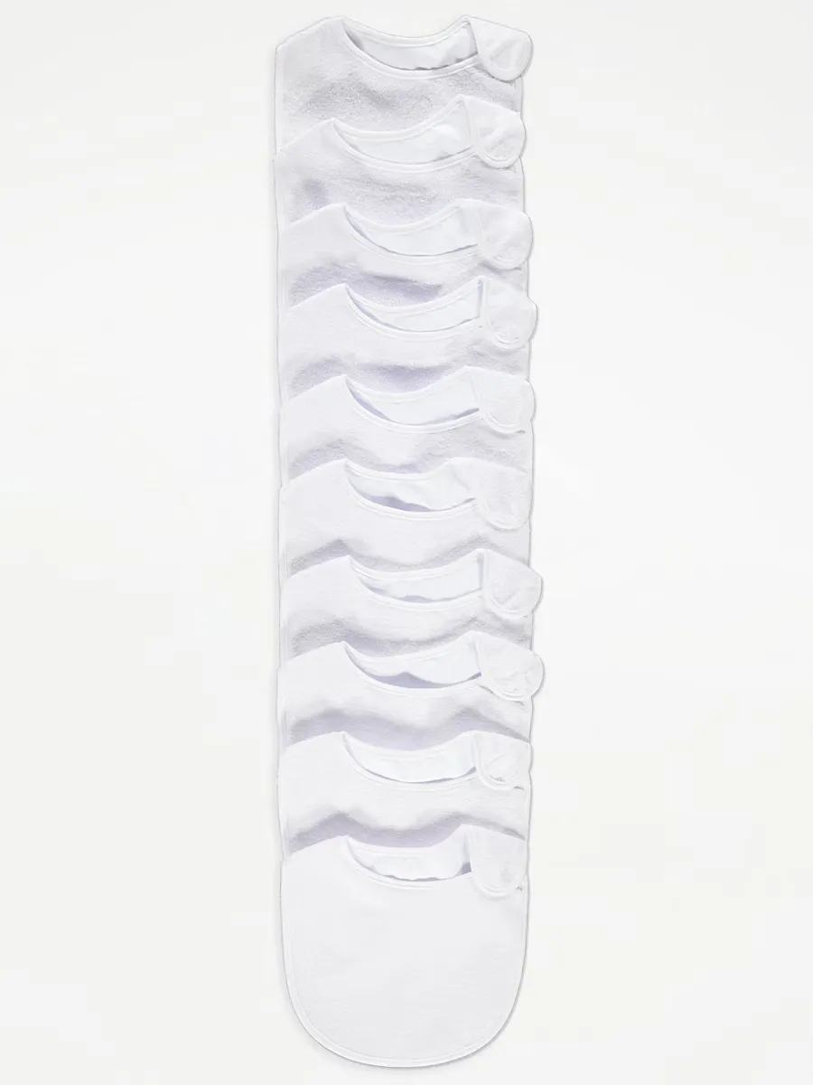 White Towelling Bibs 10 Pack